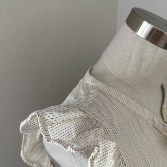 Madewell Blouse Ruffle Sleeve Cotton Metallic Stripes Front Closure, Airy Sz M - Picture 8 of 12